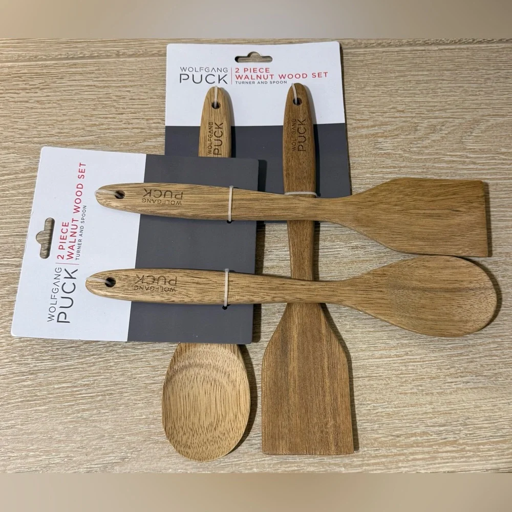 Wolfgang Puck Walnut Wood Turner and Spoon Set